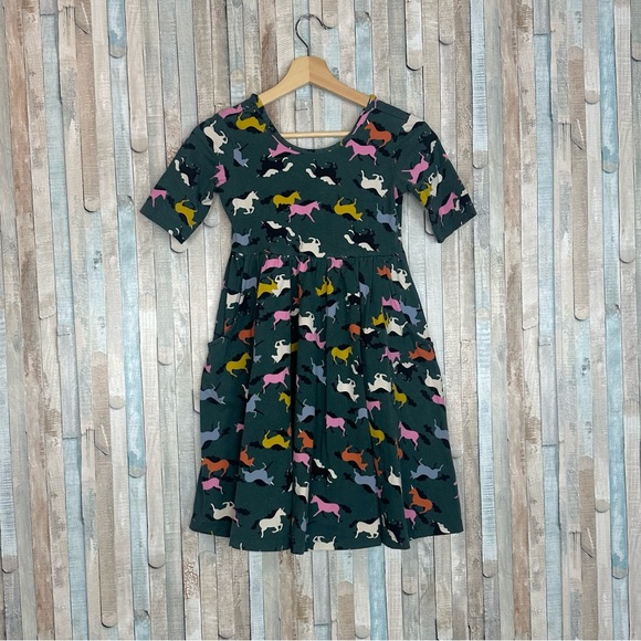 Hanna Andersson 10 Unicorn Print Super Soft Skater Dress Cotton Stretch Knit - Picture 3 of 7